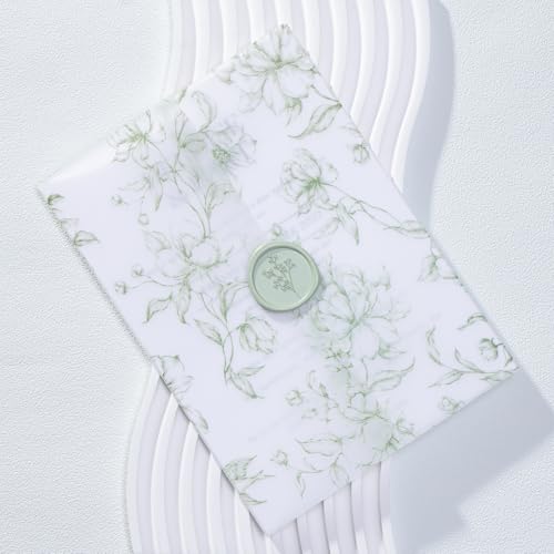UNIQOOO 50 Pack Pre-Folded Green Grace Bloom Vellum Jackets for 5x7 Invitations, 115GSM Transparent Vellum Jacket for Vintage Themed Wedding & Events by UNIQOOO - Image 6
