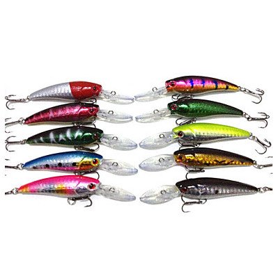Hard Bait Minnow Floating Plastic Fishing Lure Packs (10 pz)