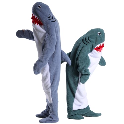Shark Blanket Hoodie Onesie for Women Men Adult Kid Cozy Wearable Blanket Sleeping Bag, Soft Shark Costume Pajamas - Image 3