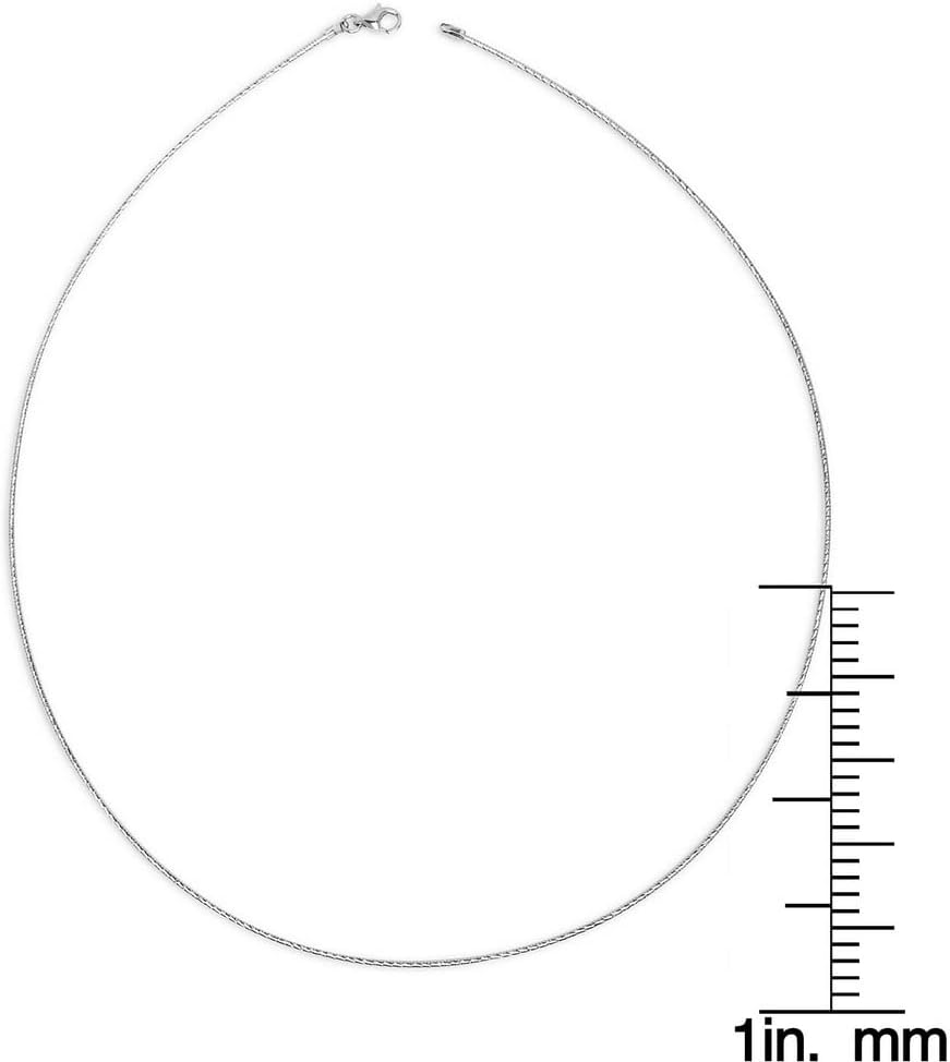 JewelryWeb Italian Rhodium-plated Sterling Silver Diamond-cut 1.5mm Round Omega Wire Necklace (16-20')