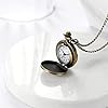 JewelryWe Flower Series Pocket Watch Classic Steampunk Fob Half Hunter Quartz Watches Retro Bronze Pendant Watch Necklace for Women #1