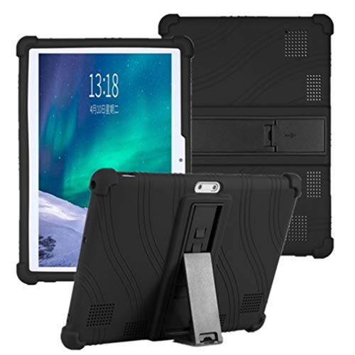 HminSen Kids Silicone Adjustable Stand Case Cover Compatible with Dragon Touch K10 / Notepad K10 / Max10 Tablet, Lectrus 10.1, Victbing 10, Hoozo 10, ZONKO 10.1 Android Tablet (Black)