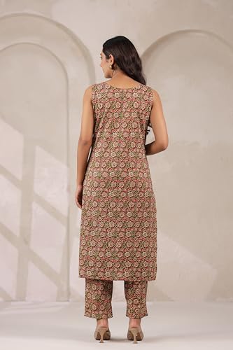 Image of Women's Cotton Wine Floral Kurta Set
