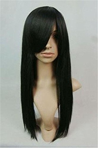 THZ Long Straight Women's Western Style Black Cospaly Heat-resist Hair Wigs