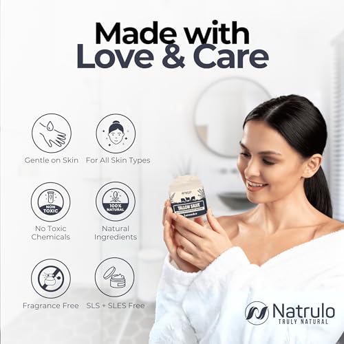 Natrulo Beef Tallow Salve – All Natural Grass Fed Beef Tallow & Honey All Purpose Balm – Moisturizing Body Salve Great for Eczema, Cracked, Dry, Itchy, Irritated Skin – Skin Repair Skincare Made in USA