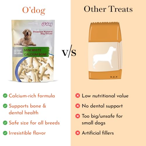 Image of O'Dog Premium Natual Dog Treat Mini White Calcium Bone for Puppies and Dogs Treat, Dog Snacks for Pets, Dog Biscuit (100g)