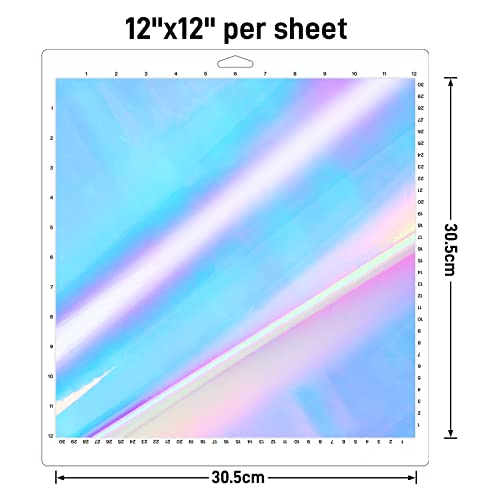 Imodeur Holographic Vinyl For Cricut Opal Permanent Holographic Vinyl Bundle (5 Pack, 12” X 12”) Permanent Adhesive Vinyl Sheets For Diy Crafts, Party Decoration, And Car Decal #TOP1