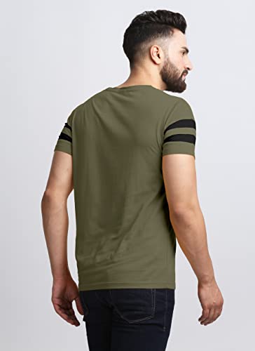 Image of AUSK Men's Regular Round Neck Half Sleeves T-Shirts (Color:Green & Black-Size:XX-Large)