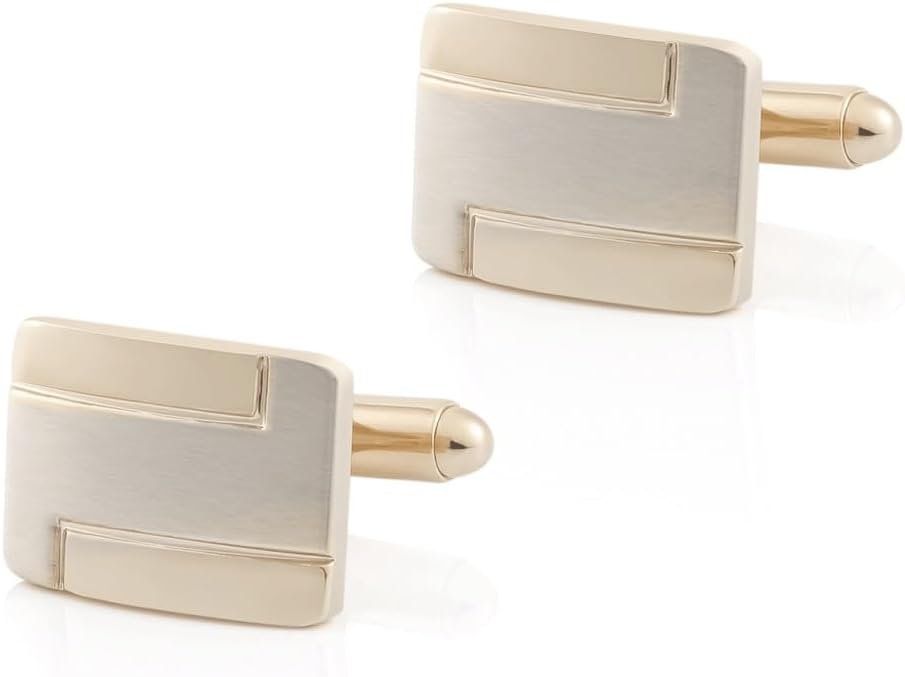 Electroplated Gold Silver Brushed Metal Cufflinks French for Men