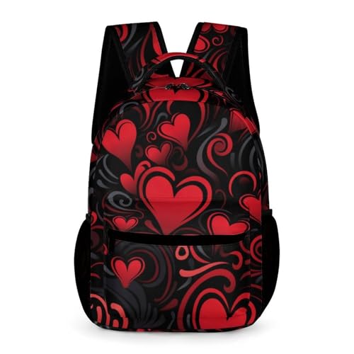 WECECE Sac à Dos Amour Cœurs Filles Garçons 10 Ans Sac Scolaire Cœurs CM2 Ado Cartable Léger 43x32x15 cm pour École Primaire Rentrée des Classes Livres Cahiers