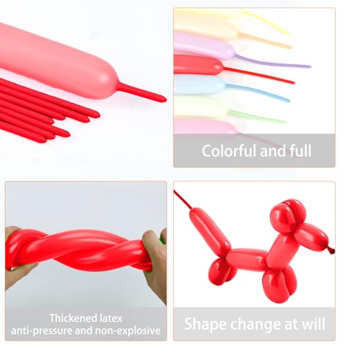 Image of 260 Balloons, 50Pcs Red Long Balloon for Tying Balloon Arch, Latex Animal Long Skinny Twisty Magic Balloon Twisting Art Kit for Thanksgiving Halloween Christmas Party Decorations