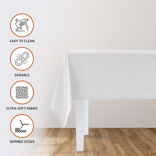UBICON Premium Cotton Blend Tablecloth - Durable, Wrinkle-Resistant, Shape-Retaining - Versatile & Elegant for Any Occasion (1, White, 60" x 102") by UBICON - Image 4
