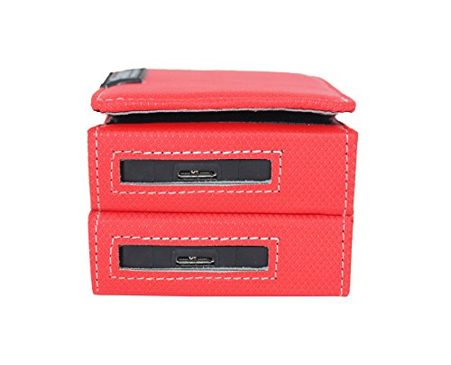 Image of Saco Dual Hard Disk Case Cover Wallet for Seagate Expansion 4TB /5TB External HDD Hard Disk Case (Maximum Size fits Upto 12.5 x 8.8 cm) - Red