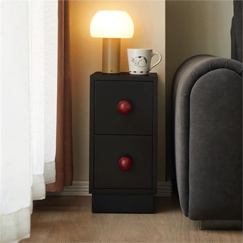 Table de chevet compacte ultra fine avec rangement rouge petit modèle pour chambre