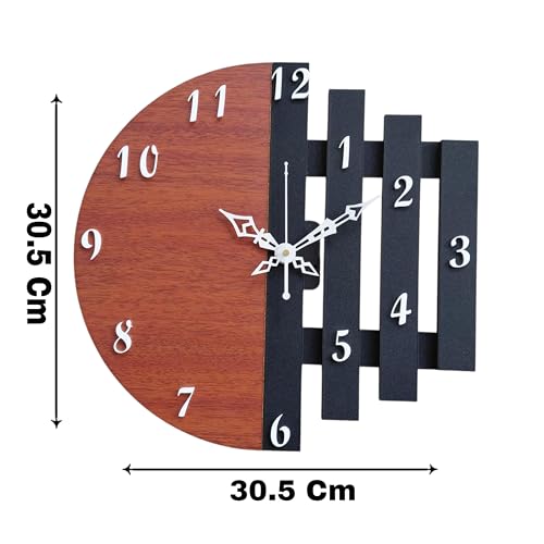 Image of Unique Craft 3D Wooden Analog Wall Clock Antique Design for Living Room, Bedroom Wall, Home and Office - Brown - MD UNQ-038