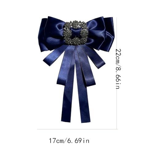 Image of Vintage striped rhinestone Bow Blouse Embellishment Neckline Women's blouse bow tie corsage accessories(multicolour)