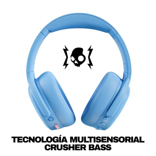 Image of Skullcandy Crusher ANC 2 Wireless Over-Ear Bluetooth Headphones with Extra USB-C Charging Cable, Multi-Sensory Bass, Active Noise Cancelling, 60 Hours Battery, Microphone iPhone Android - Preppy Blue