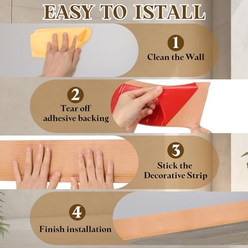 Moldura de vinilo flexible autoadhesiva nogal negro para base de pared 5