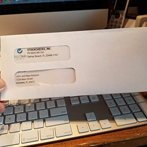 2 X 500 #10 Double Window Envelopes - Regular Gummed, White Security Envelopes - 4" 1/8 X 9" 1/2 #TOP1