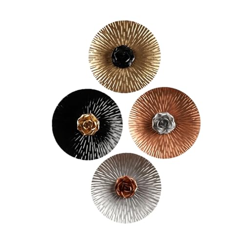 Image of Artemade Rose Wall Decor Set of 4 - Wall Mounted Sculpture for Home, Living Room & Bedroom Decor | Modern Wall Art for Birthday, Housewarming & Gift (12 x 12 inch, Gold, Silver, Black, Copper)