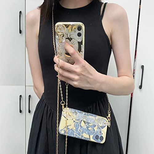 Hosiss Cartoon Case For Iphone 13 6.1''With Hd Screen Protector, Minnie Mouse With Wrist Strap Kickstand Metal Chain Strap Soft Tpu Shockproof Protective For Girls Women #TOP6