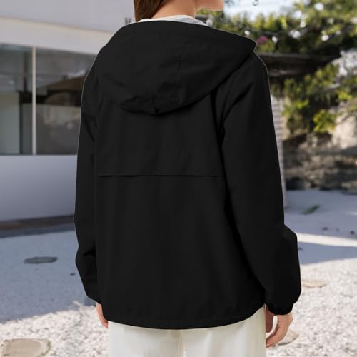 Women's Lightweight Packable Rain Jacket Waterproof Hooded Windbreaker for Hiking and Travel2