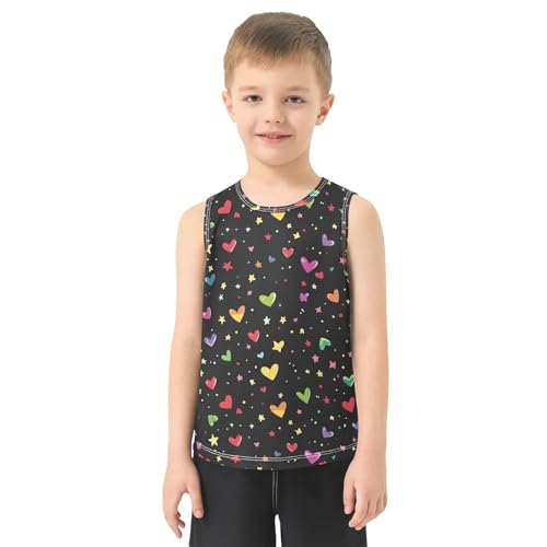 Boys Tank Top Shirts Stars Colored Hearts Sleeveless T-Shirts Crew Neck for Kids Clothing Children2