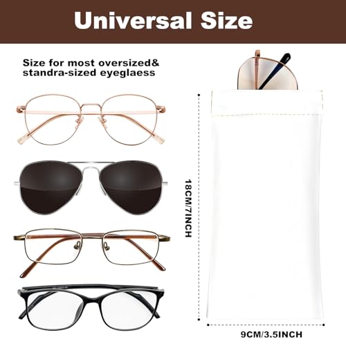 Image of Anikathy 2Pcs Sunglass Eyeglass Glasses Case Soft PU Leather with Cleaning Cloth Portable Glasses Pouch Bag for Men Women
