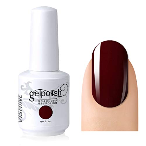Vishine Gelpolish Professional Manicure Salon UV LED Soak Off Gel Nail Polish Varnish Color Dark Red(1336)