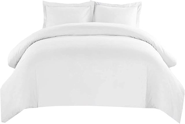 SHEETSPA Hotel Quality 1000 Thread Count 100% Egyptian Cotton Double Size Zipper Closure Duvet Cover With 2pc Pillow Shams Premium 3PC Duvet Set (Double, White, Solid)