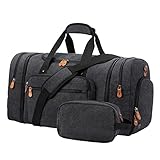 Sucipi Canvas Duffle Bag for Travel Overnight Carry on Bag with Shoe Compartment Weekender Duffel Bag with Toiletry Bag for Airplanes