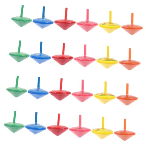 HANABASS 25Pcs Wooden Small Peg Top for Decompression Educational Spinning Tops Fun Sensory Fidget for Boys for Party Favors and Classroom Prizes