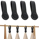 CODOHI 4 Pack Genuine Leather Towel Clips for Kitchen, Magnetic Hand Clips, Towel Holder with Magnet for Rods and Racks, Bathroom Accessory