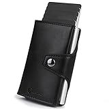 Tarjetero de RFID Bloqueo Cartera Tarjetero con Pop-up Metalico Caja Multiuso Bolsillos Mini Monedero Tarjeteros