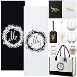 Silkfly 11 Pcs Wedding Gifts for Couples 2026, Mr and Mrs Gifts Include Honeymoon Beach Towel Luggage Tag Passport Holder Wine Glass Keepsake Jar Tote Bag for Newlyweds Engagemen