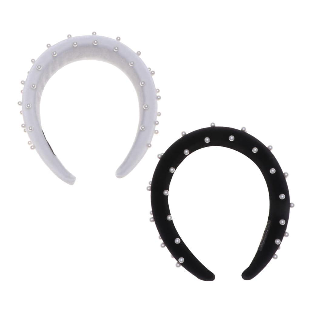 Beaupretty 4piezas Diadema De Perlas Para Mujer De Negro y Accesorio De Moda Para Fiestas y Eventos