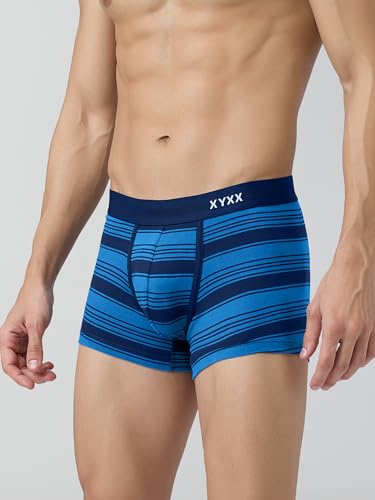 Image of XYXX Men's Streax Super Combed Cotton Regular Fit Striped Trunks with No Marks Waistband