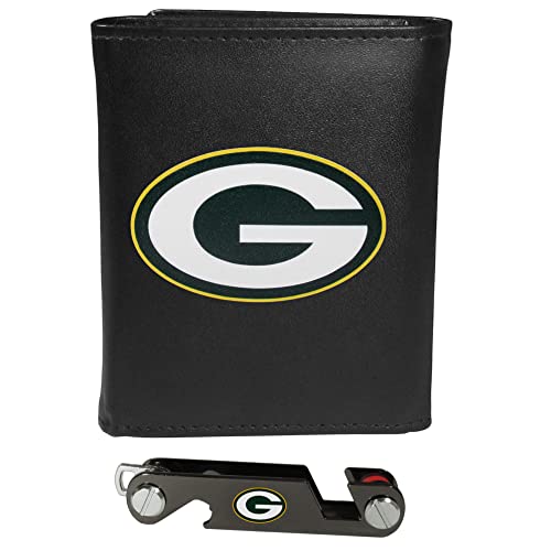 Siskiyou Sports NFL Green Bay Packers Leather Tri-fold Wallet & Key Organizer, One Size, Black