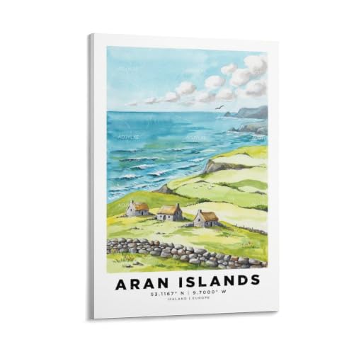 Poster aquarelle des îles d'Aran une impression vintage pleine de nostalgie