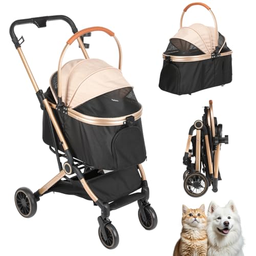 Foldable Pet Stroller - 3 in 1 Dog Cat Pushchair