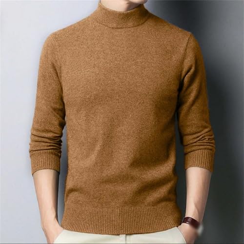 Autumn/Winter Mock Neck Sweater Men Solid Color Pullovers Man Half Turtleneck Knitwear Casual Clothing4