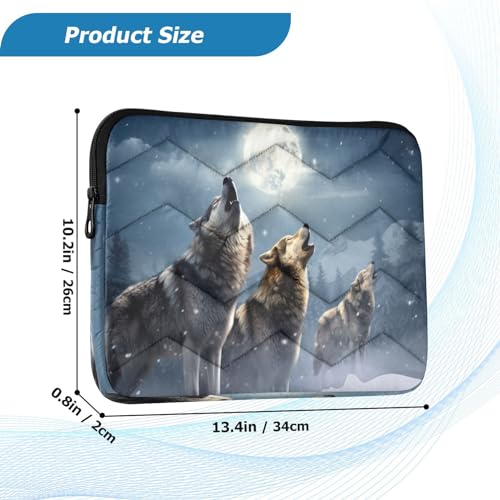 Funda para portátil de 13-14 pulgadas con diseño de lobos aullando miniatura 3
