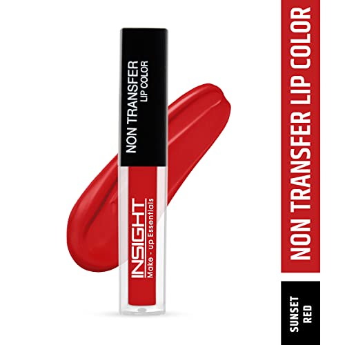 Image of INSIGHT Non Transfer Liquid Lipstick- Sunset Red| Waterproof| Matte Finish| Transfer & Smudge Proof| Lightweight| 12 Hr Wear| Highly Pigmented 4 ml (Pack of 2)