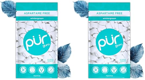 Image of PUR Gum | Aspartame Free Chewing Gum | 100% Xylitol | Natural Wintergreen Flavored Gum, 55 Pieces (Pack of 2)