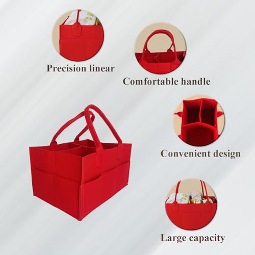Baby Diaper Caddy is a versatile baby basket designed for nursery storage, car organization, and as a thoughtful gift for baby showers. Perfect for storing diapers and baby wipes. (Red)