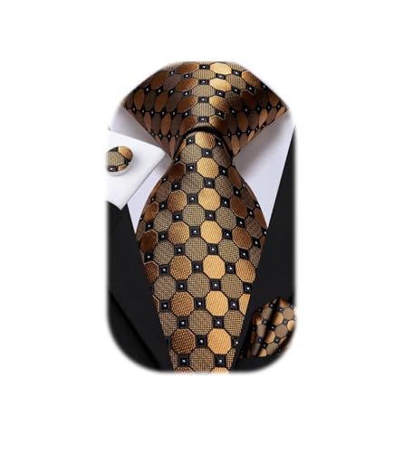 Dubulle Men's Tie Set Solid Paisley Silk Stripe Necktie for Men Cufflinks Tie and Pocket Square