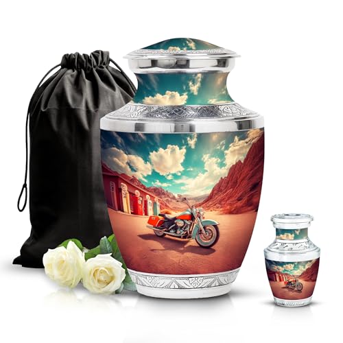 Image of Bike Urn Large Cremation for Adult Men & Women 1 Large & 1 Small | Urns for Adult Male & Female, Funeral Urns Ashes