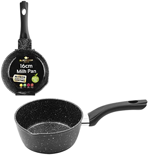 Blackmoor Home Milchtopf 16 cm – Antihaft-Steinbeschichtung, Ausgießer, Cool-Touch-Griff, induktionsgeeignet, kratzfest – Schwarz 66120
