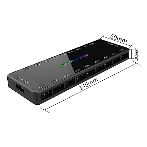 Image of SHAKING TANK ARGB and PWM Fan hub,9 Ports RGB Hub,1 to 9 Multi Way Magnetic backplane Splitter 5V /3PIN Case Fan Hub Adapter PWM ARGB Fan Black