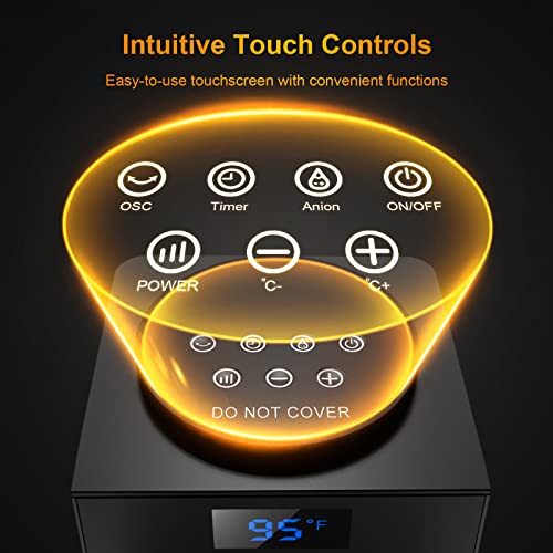 Leaeyfe Space Heater, 1500W Electric Portable Heater With Thermostat, Fast Quiet Heating Features Built-In 4 Modes, 12H Timer, 90° Oscillating Heater With Remote For Office Bedroom Desk And Indoor Use #TOP1